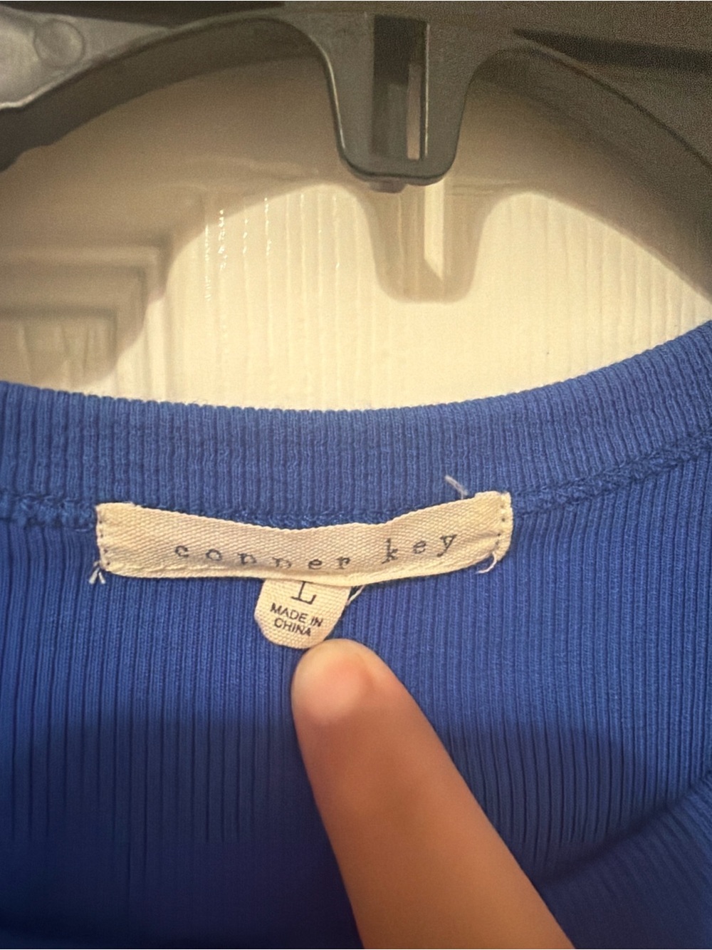 Copper Key Royal Blue Ribbed Crop Tee - Picture 3 of 3